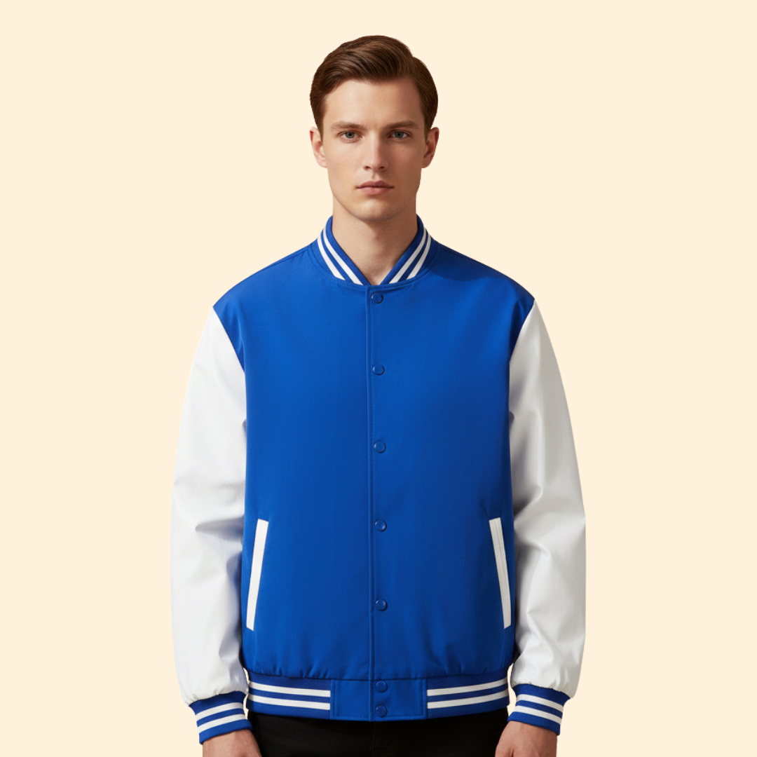 Men’s Bomber Jacket with Snap Button Closure