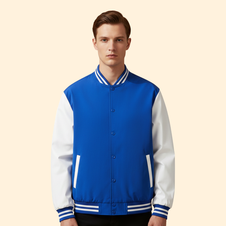 Men’s Bomber Jacket with Snap Button Closure