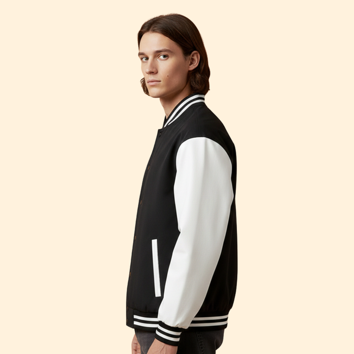 Men’s Bomber Jacket with Snap Button Closure