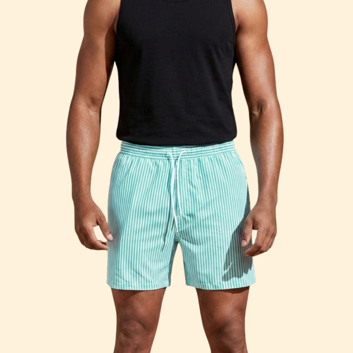 Men’s Striped Swim Shorts with Drawstring