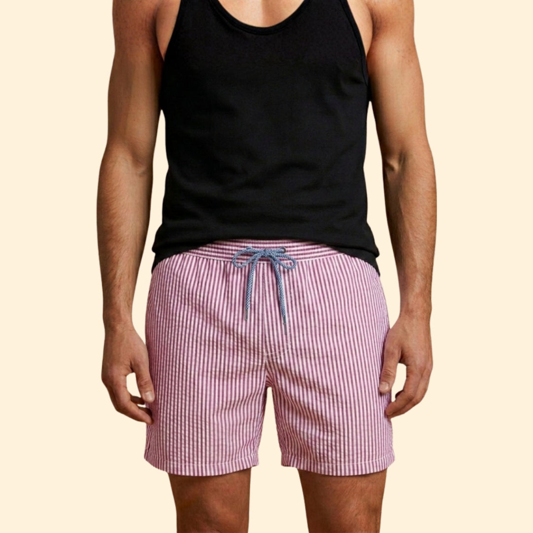 Men’s Striped Swim Shorts with Drawstring