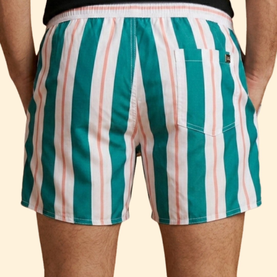Men’s Striped Swim Shorts with Drawstring