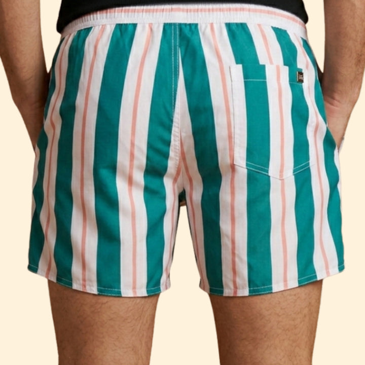 Men’s Striped Swim Shorts with Drawstring