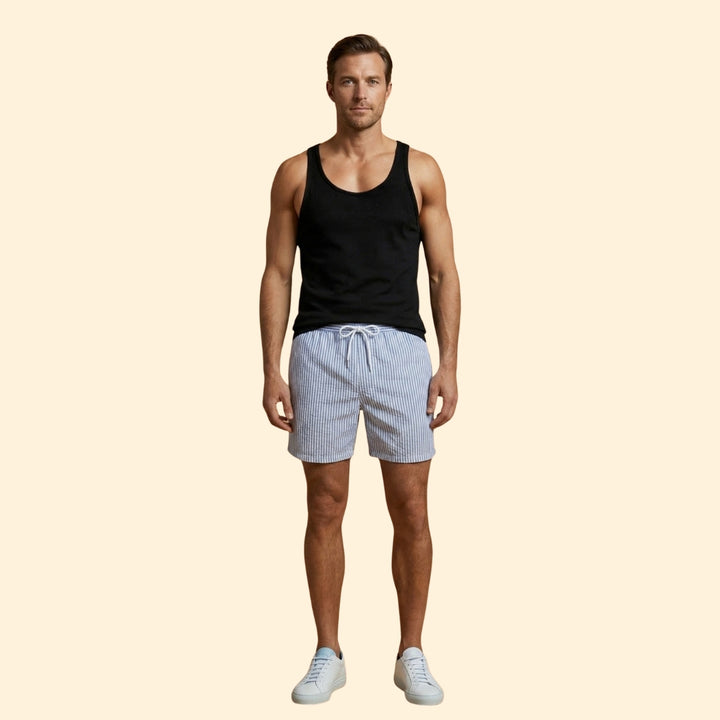 Men’s Striped Swim Shorts with Drawstring