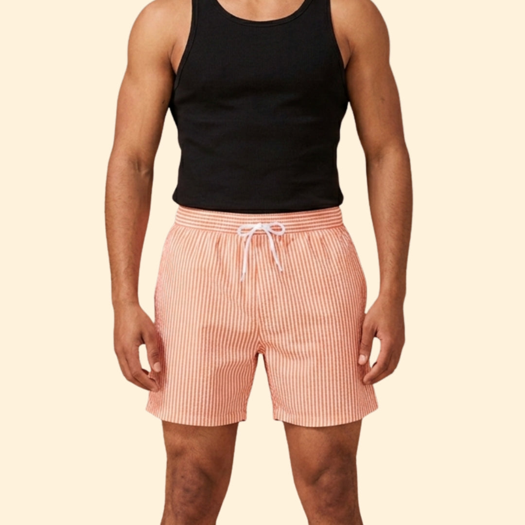 Men’s Striped Swim Shorts with Drawstring