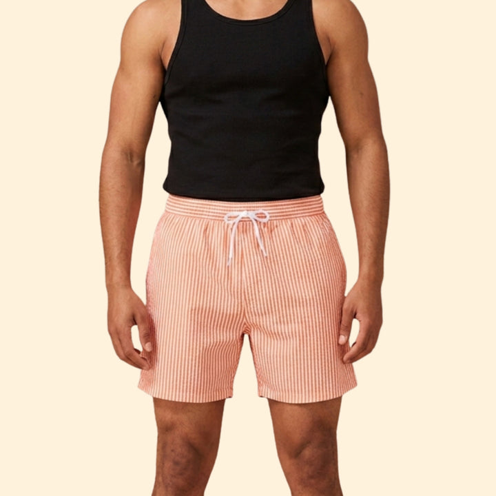 Men’s Striped Swim Shorts with Drawstring