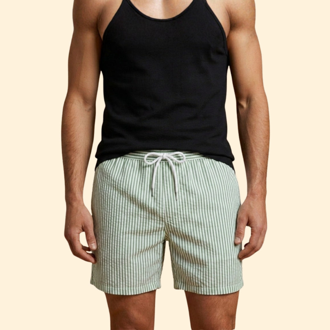 Men’s Striped Swim Shorts with Drawstring