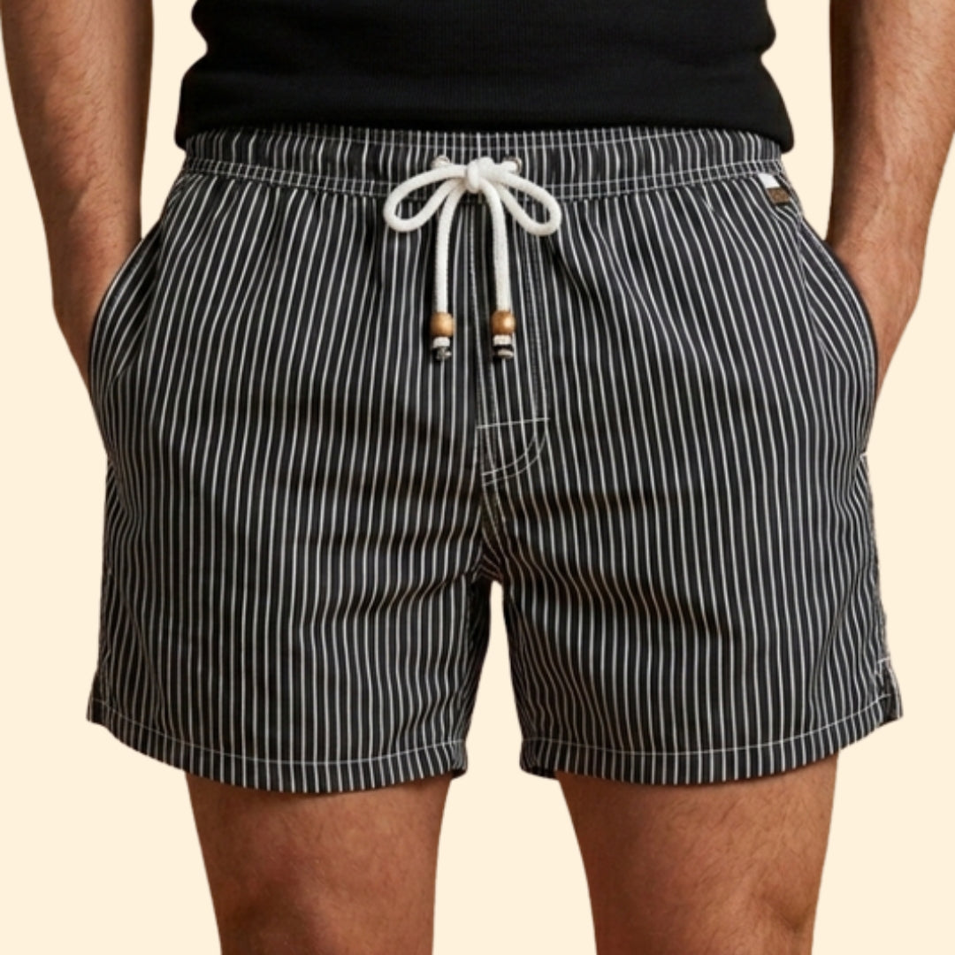 Men’s Striped Swim Shorts with Drawstring