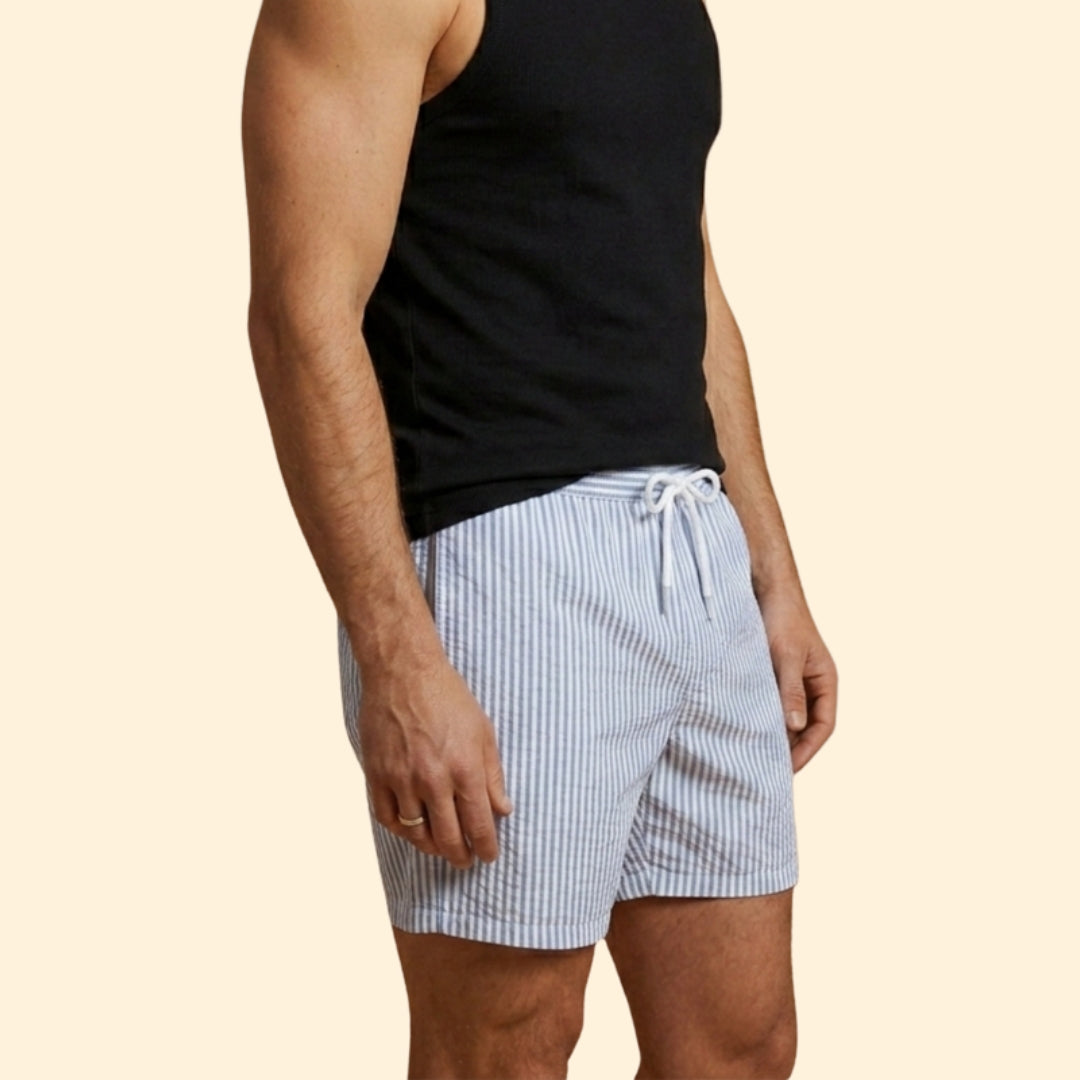 Men’s Striped Swim Shorts with Drawstring