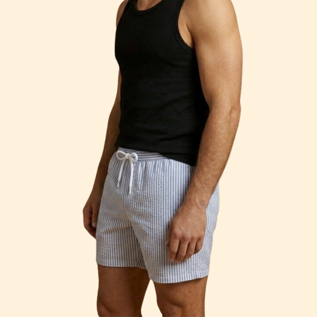 Men’s Striped Swim Shorts with Drawstring