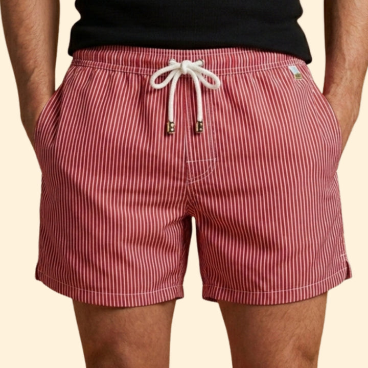 Men’s Striped Swim Shorts with Drawstring