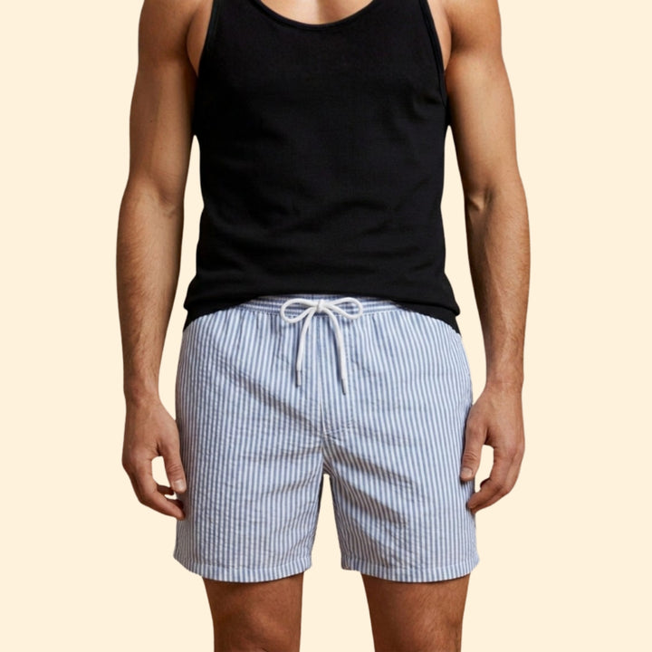 Men’s Striped Swim Shorts with Drawstring