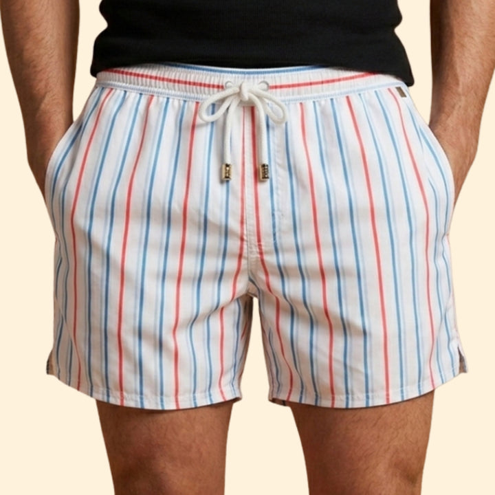 Men’s Striped Swim Shorts with Drawstring