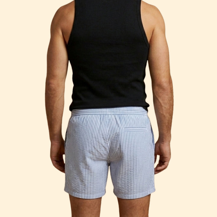 Men’s Striped Swim Shorts with Drawstring