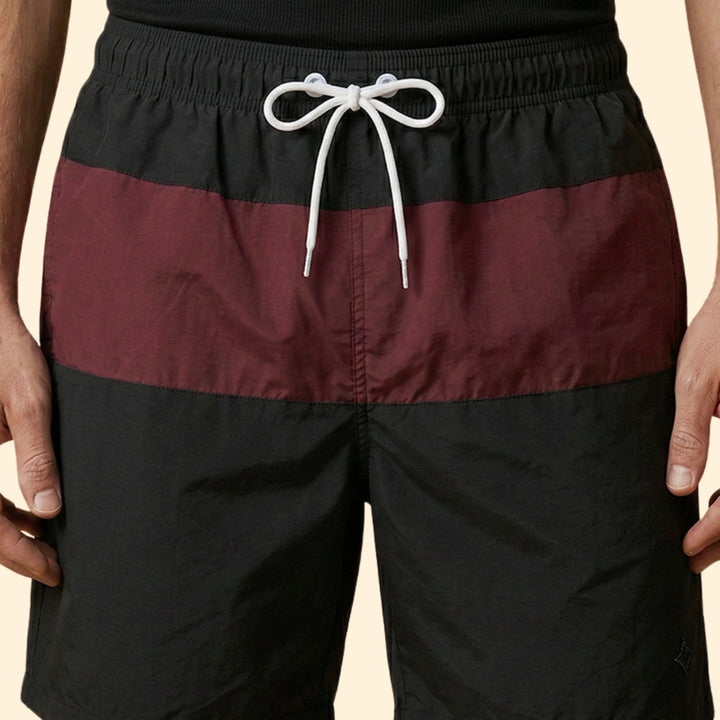 Men’s Striped Swim Shorts with Elastic Waistband