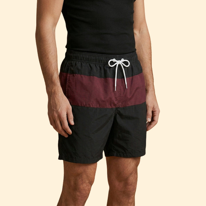 Men’s Striped Swim Shorts with Elastic Waistband
