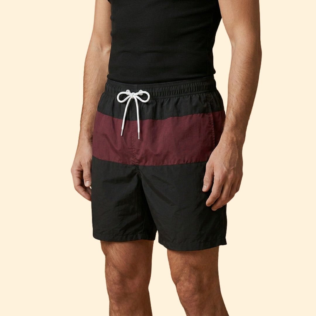 Men’s Striped Swim Shorts with Elastic Waistband