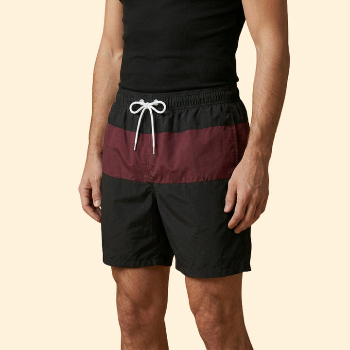 Men’s Striped Swim Shorts with Elastic Waistband