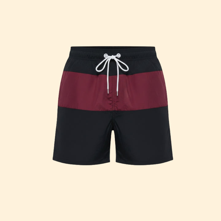 Men’s Striped Swim Shorts with Elastic Waistband