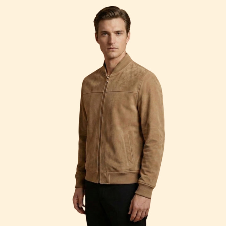 Men’s Suede Jacket with Full-Zip Front