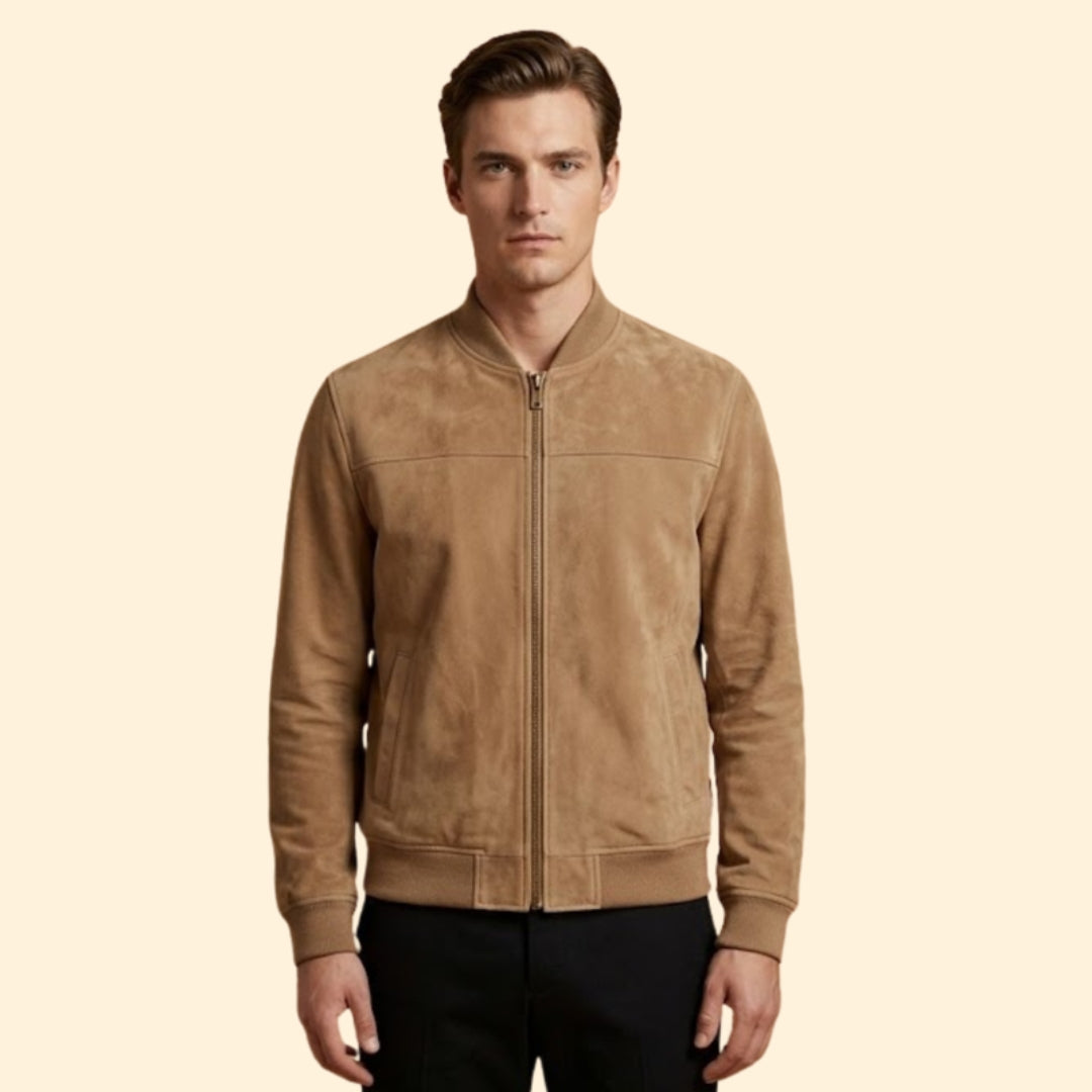 Men’s Suede Jacket with Full-Zip Front