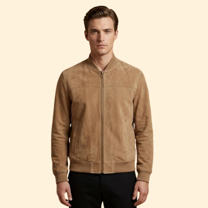 Men’s Suede Jacket with Full-Zip Front