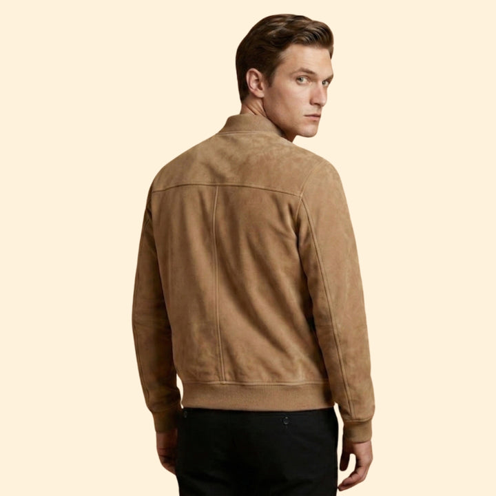 Men’s Suede Jacket with Full-Zip Front