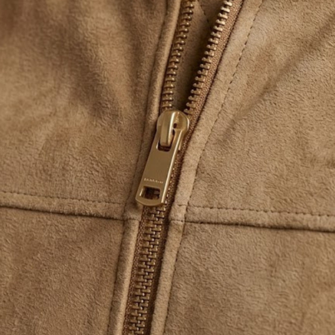 Men’s Suede Jacket with Full-Zip Front