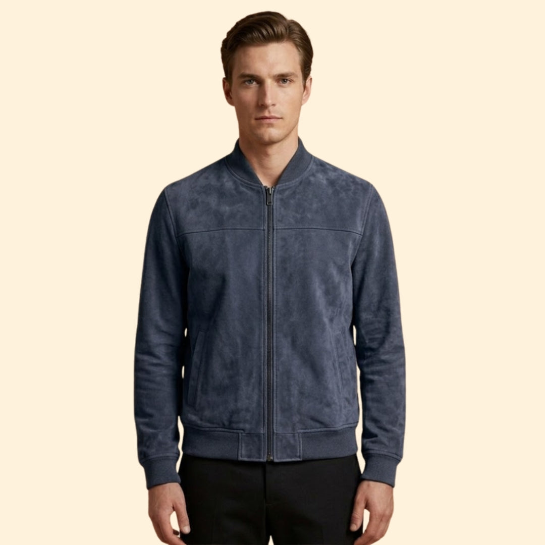 Men’s Suede Jacket with Full-Zip Front