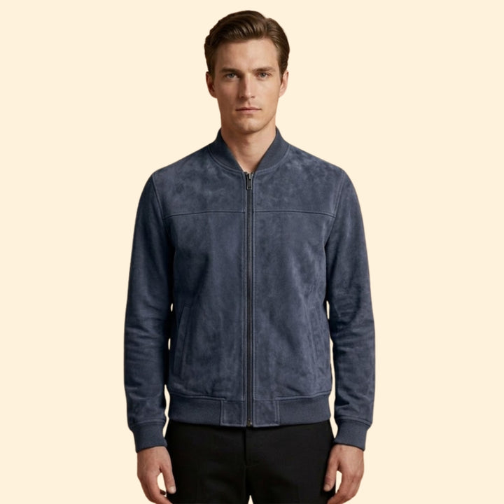 Men’s Suede Jacket with Full-Zip Front