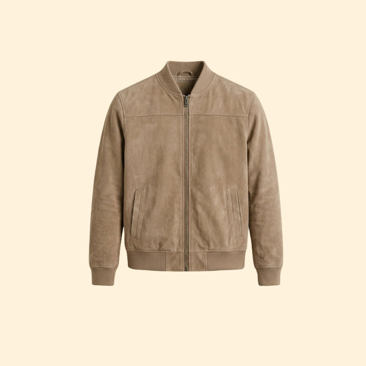 Men’s Suede Jacket with Full-Zip Front