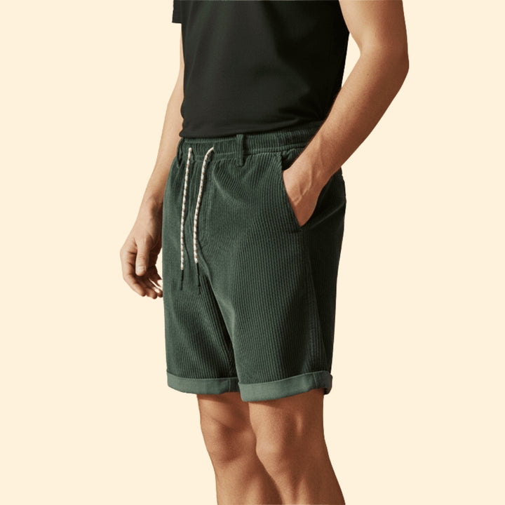 Men's Summer Corduroy Shorts with Drawstring Waistband