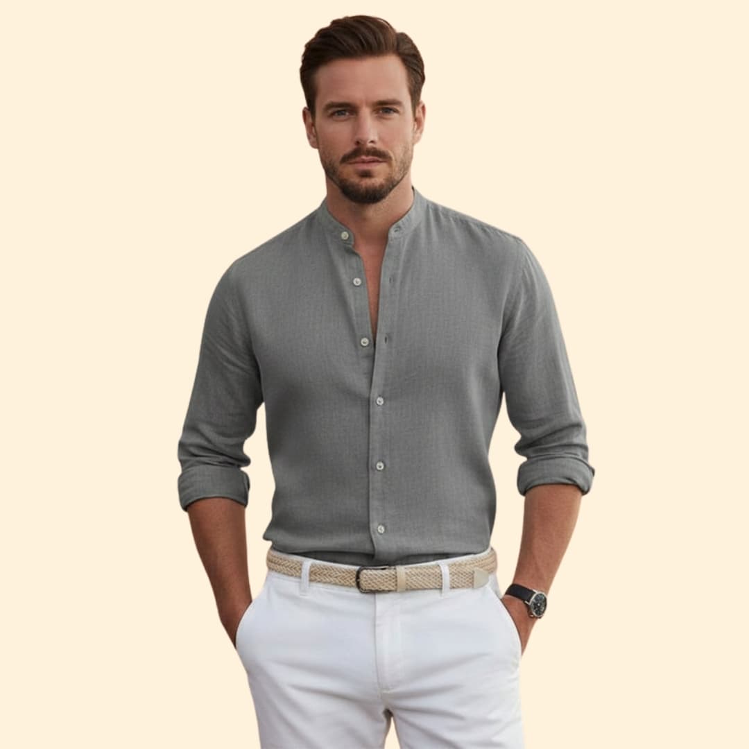 Men’s Summer Shirt with Stand-Up Collar
