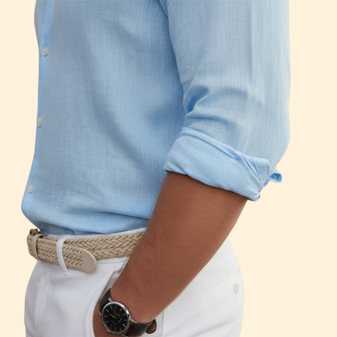 Men’s Summer Shirt with Stand-Up Collar