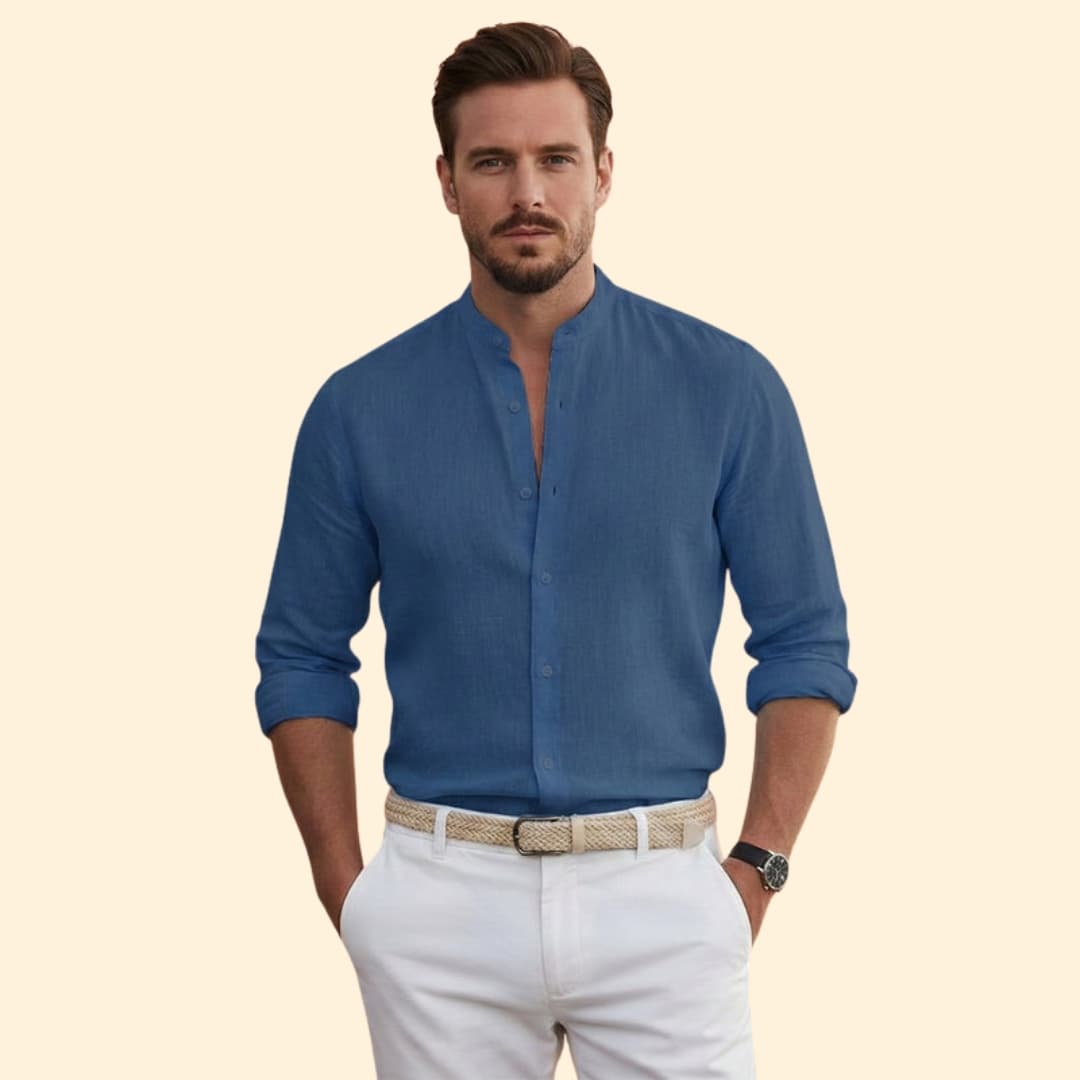 Men’s Summer Shirt with Stand-Up Collar