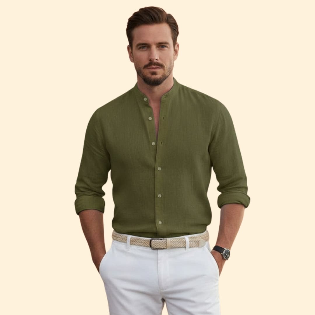 Men’s Summer Shirt with Stand-Up Collar