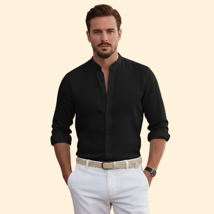 Men’s Summer Shirt with Stand-Up Collar