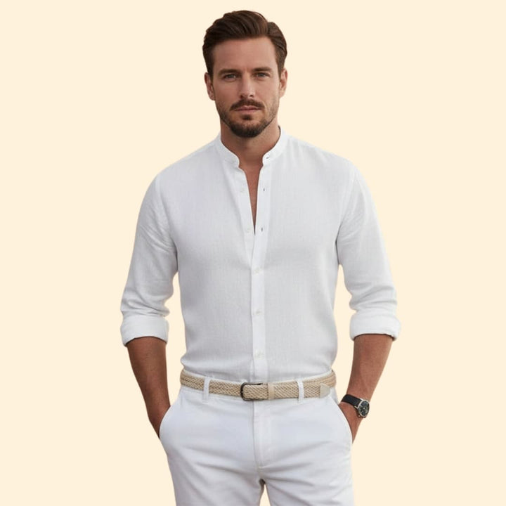 Men’s Summer Shirt with Stand-Up Collar