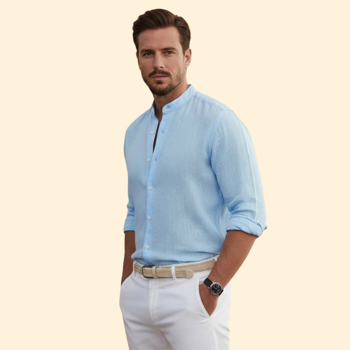 Men’s Summer Shirt with Stand-Up Collar