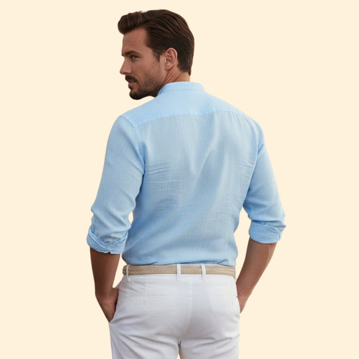 Men’s Summer Shirt with Stand-Up Collar