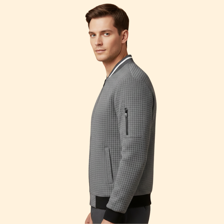 Men’s Light Bomber Jacket with Textured Knit Design