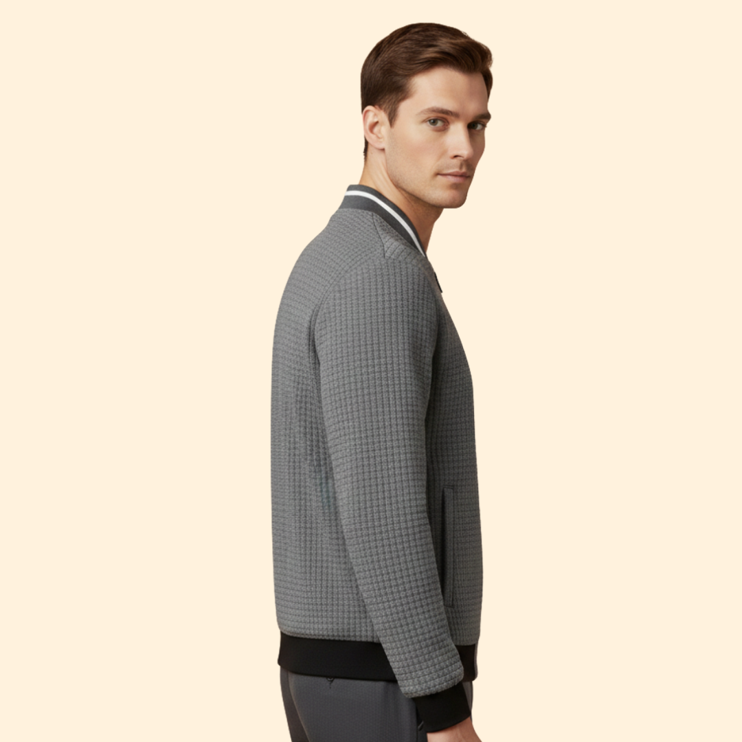 Men’s Light Bomber Jacket with Textured Knit Design