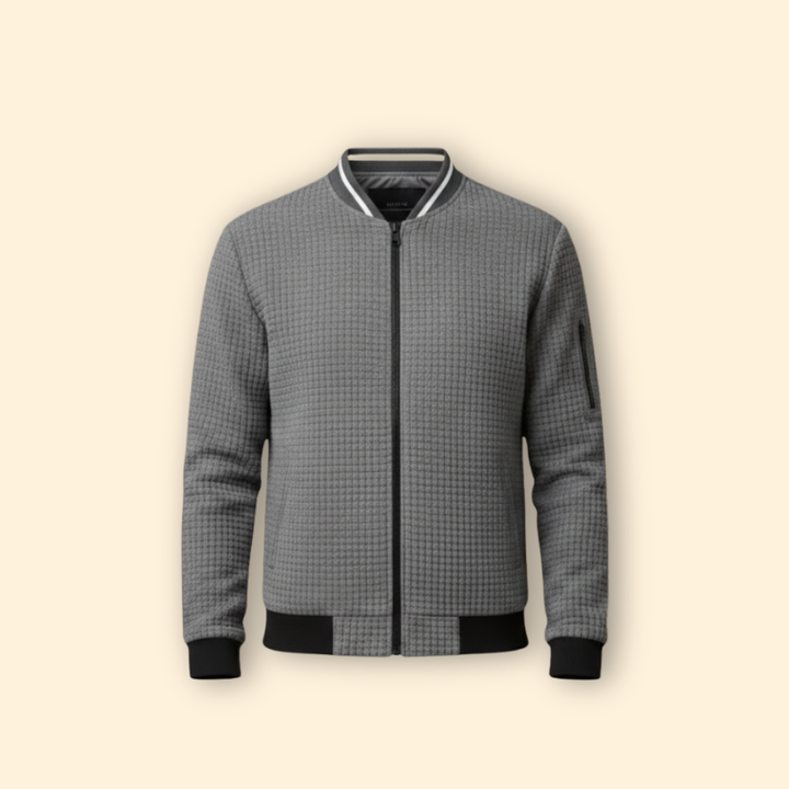 Men’s Light Bomber Jacket with Textured Knit Design