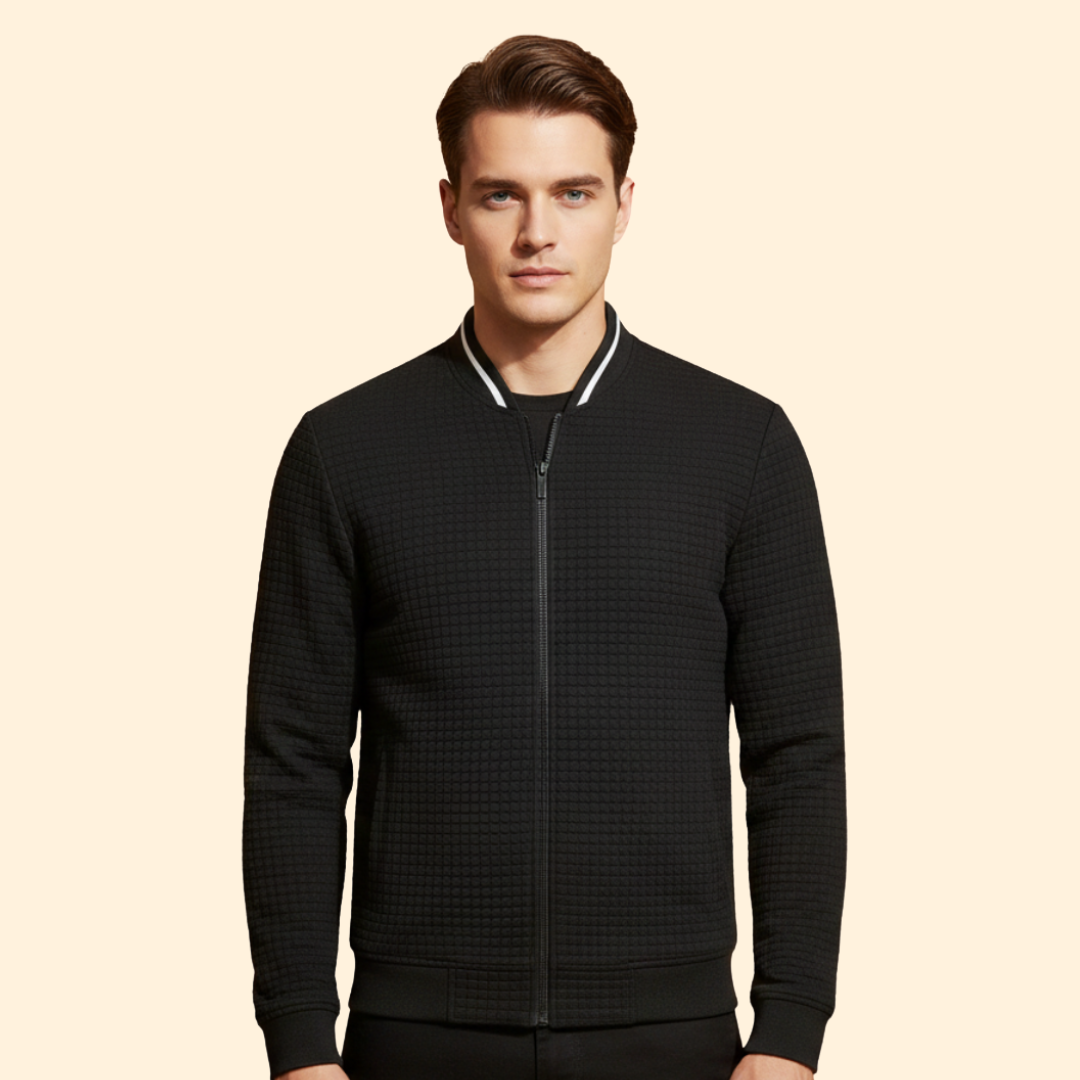Men’s Light Bomber Jacket with Textured Knit Design