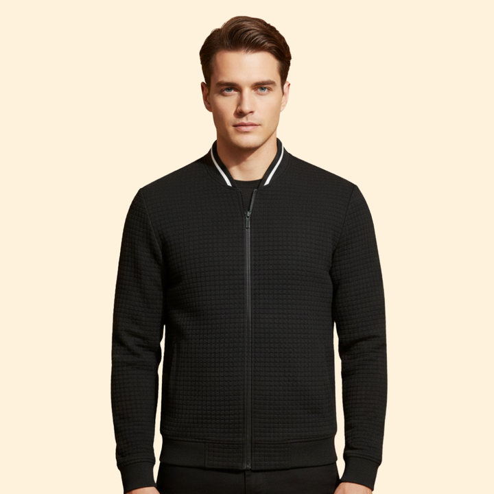 Men’s Light Bomber Jacket with Textured Knit Design
