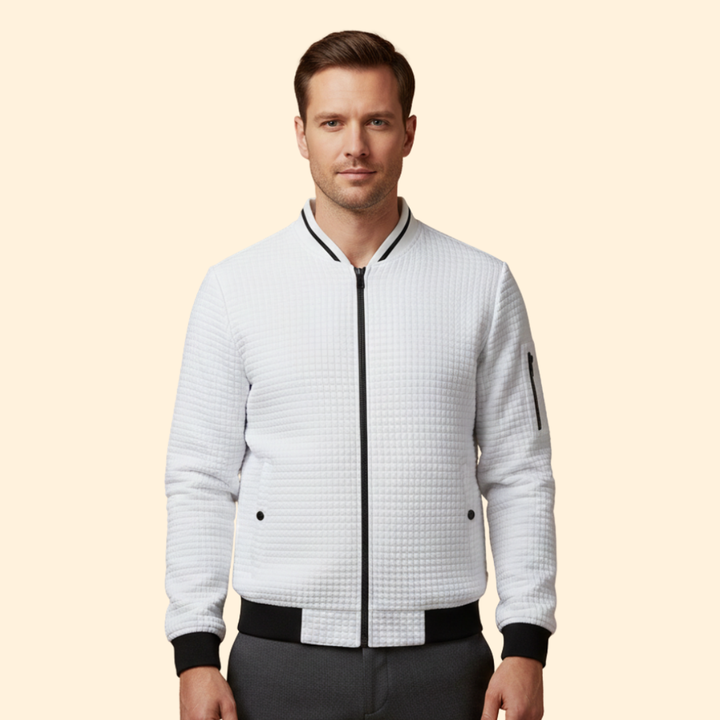 Men’s Light Bomber Jacket with Textured Knit Design