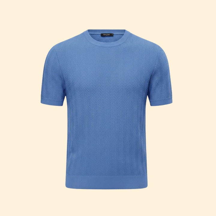 Men’s Textured Crew Neck Shirt with Ribbed Cuffs