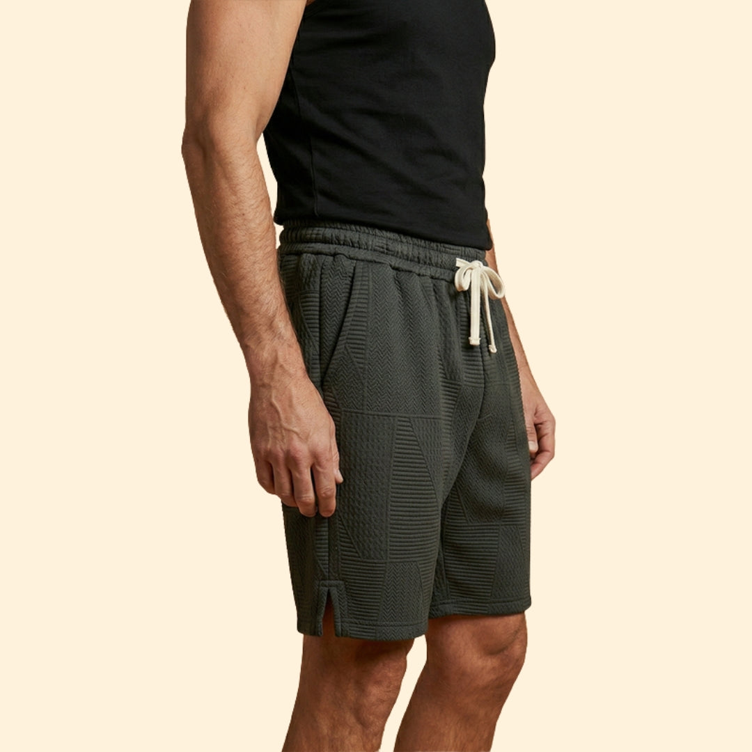 Men's Textured Shorts with Drawstring Waistband