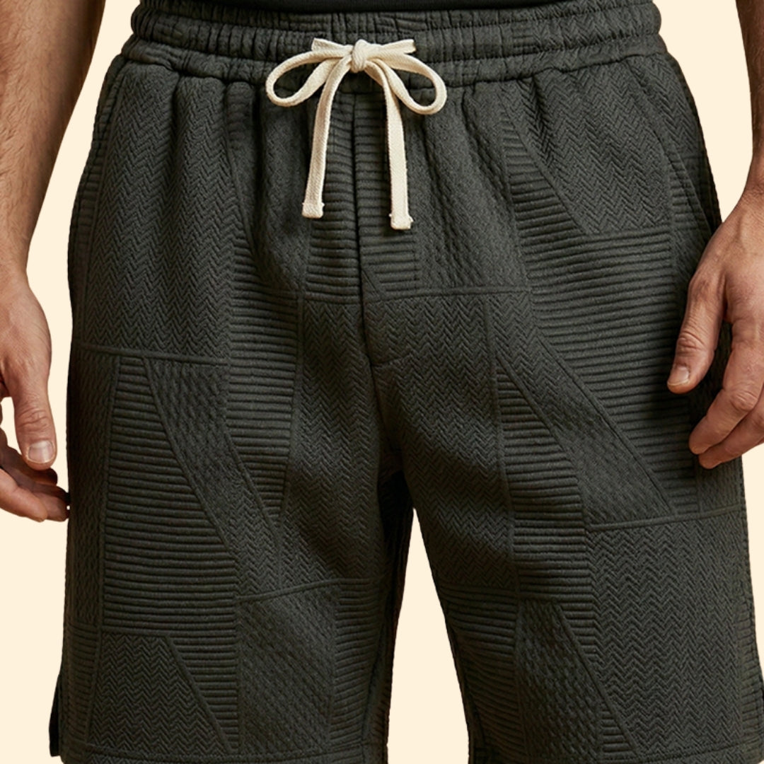 Men's Textured Shorts with Drawstring Waistband