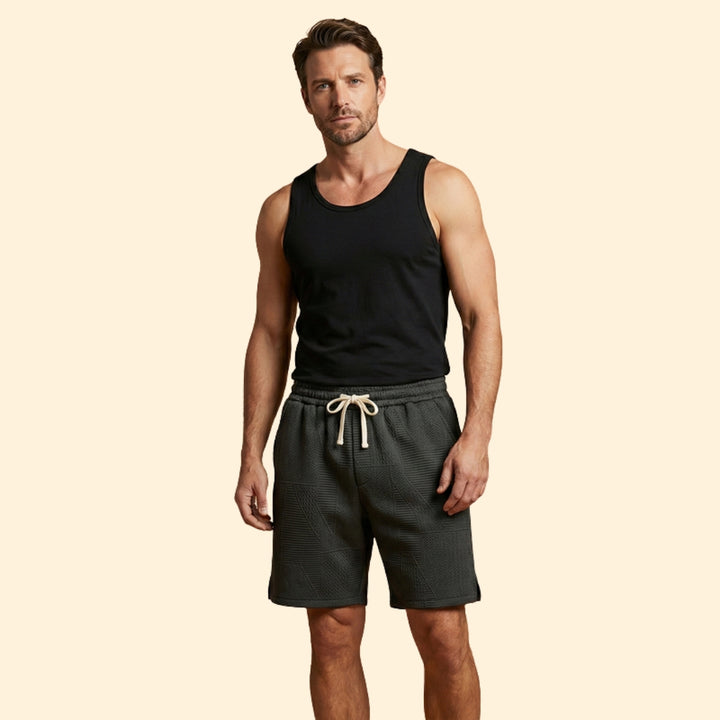 Men's Textured Shorts with Drawstring Waistband
